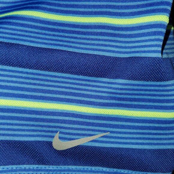 Nike Golf Dri-FIT Tour Performance Striped Polo Shirt Blue Neon Yellow XXL - Picture 6 of 7